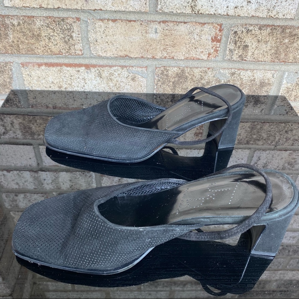 Joan & David Suede Square Toe Block Heels. Size 8